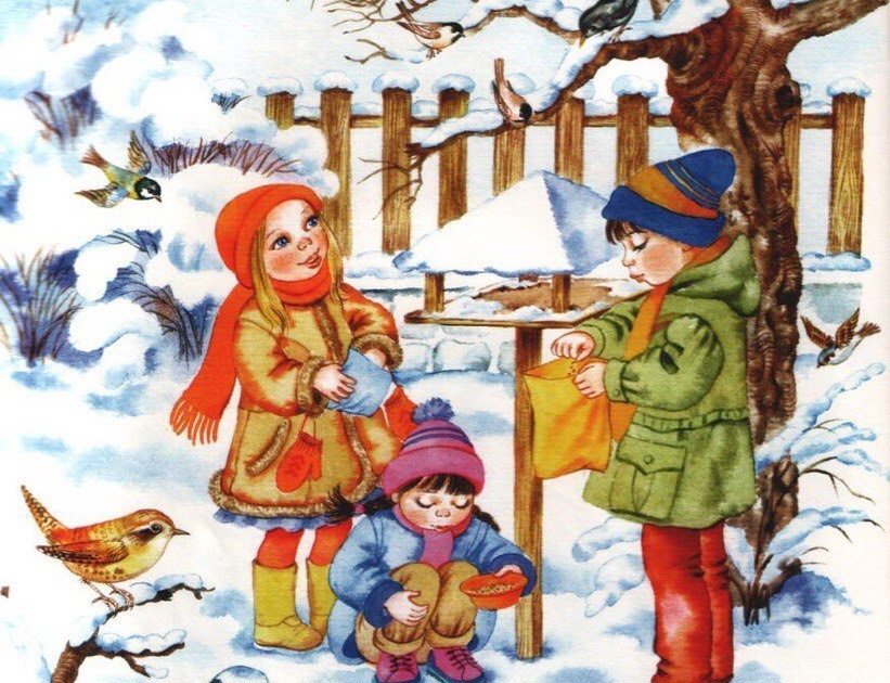 В зимнем парке мы гуляли.