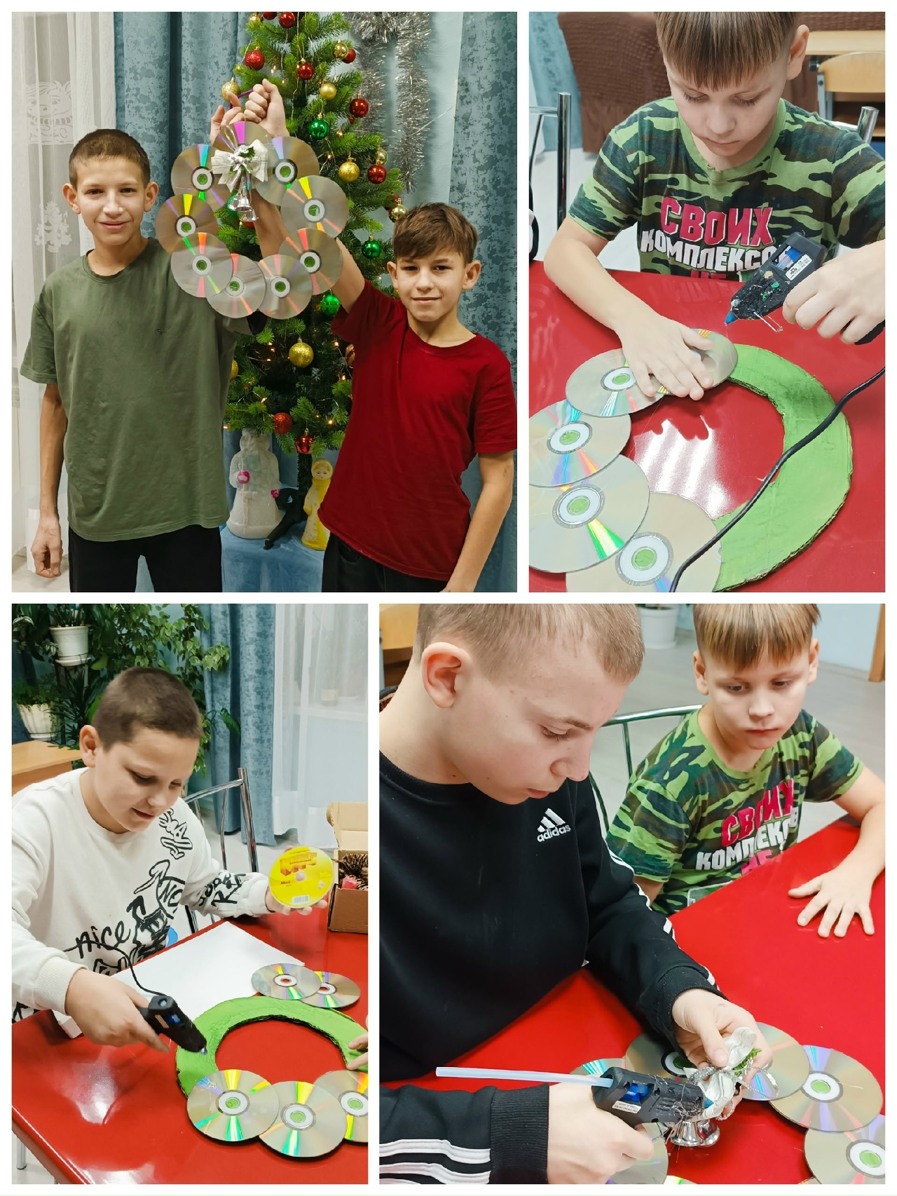 Новогодний венок из CD-дисков